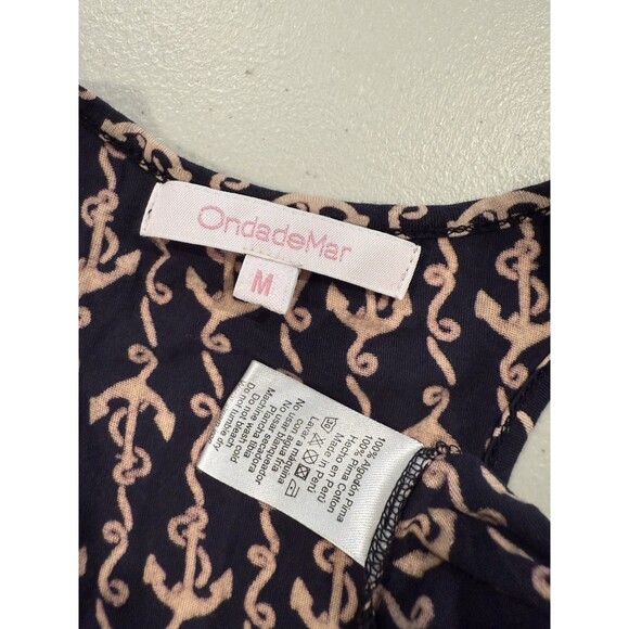 OndadeMar Tank Dress Womens XS Cover Up Stretch Ruffles Nautical Anchor Travel - Picture 3 of 5